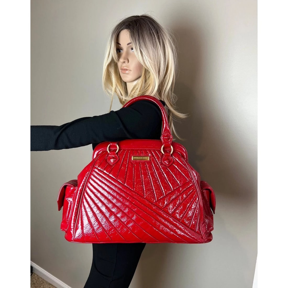 Isabella Fiore Red Patent Leather Hand bag - 7