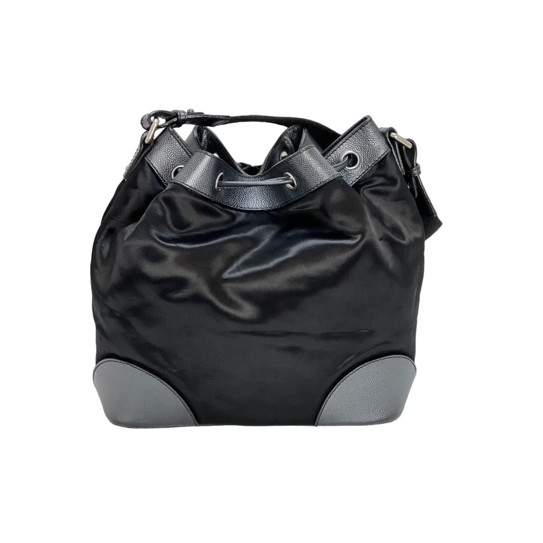 CHANEL Satin CC Large Black Bucket Shouler Bag - 2