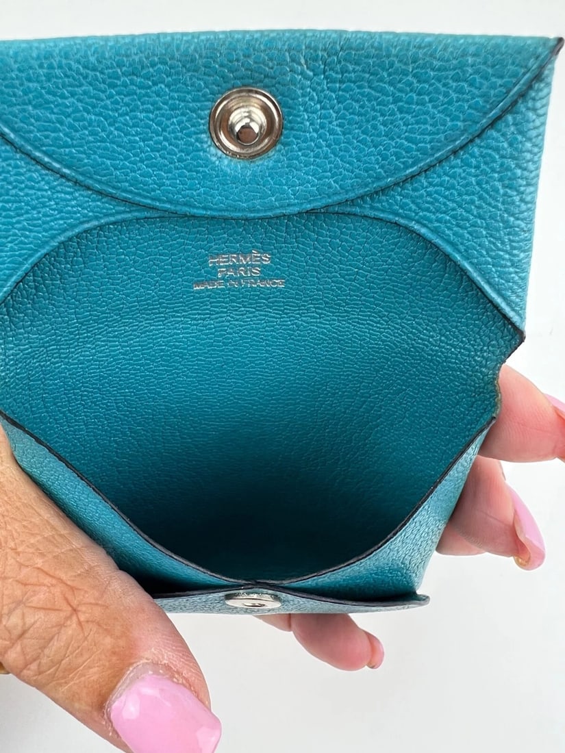 Hermes Purse Chevre Mysore Bastia Verso Coin Purse Mini Wallet - 5