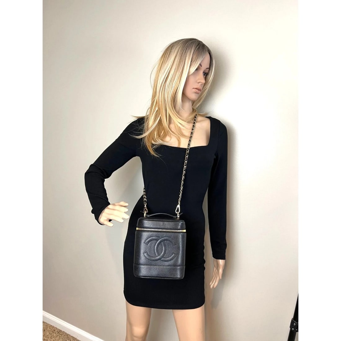 Chanel Vanity Cosmetic Case Black Caviar Leather Bag - 6
