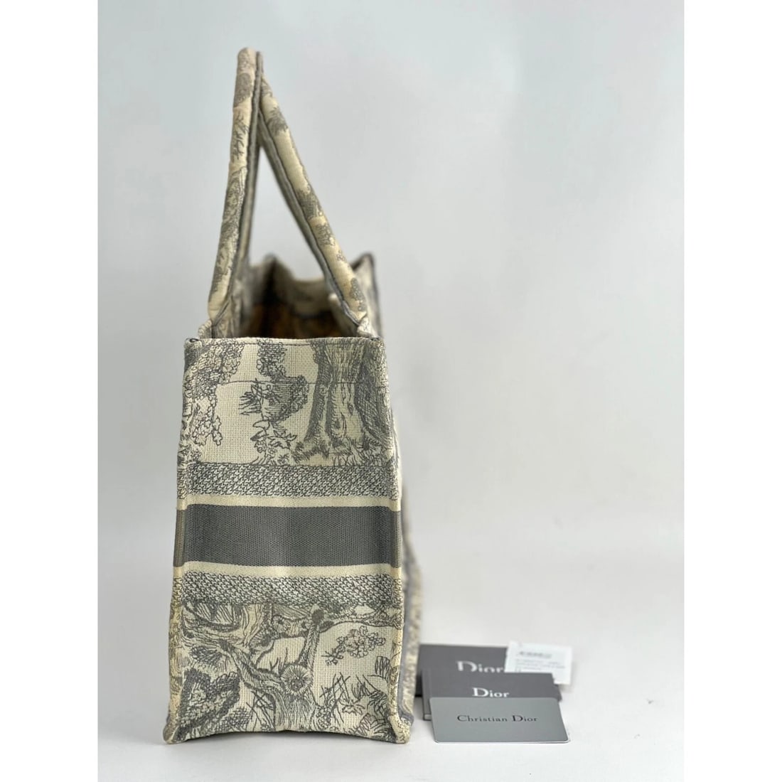 CHRISTIAN DIOR Canvas Embroidered Medium Dioriviera Grey Book Tote - 5