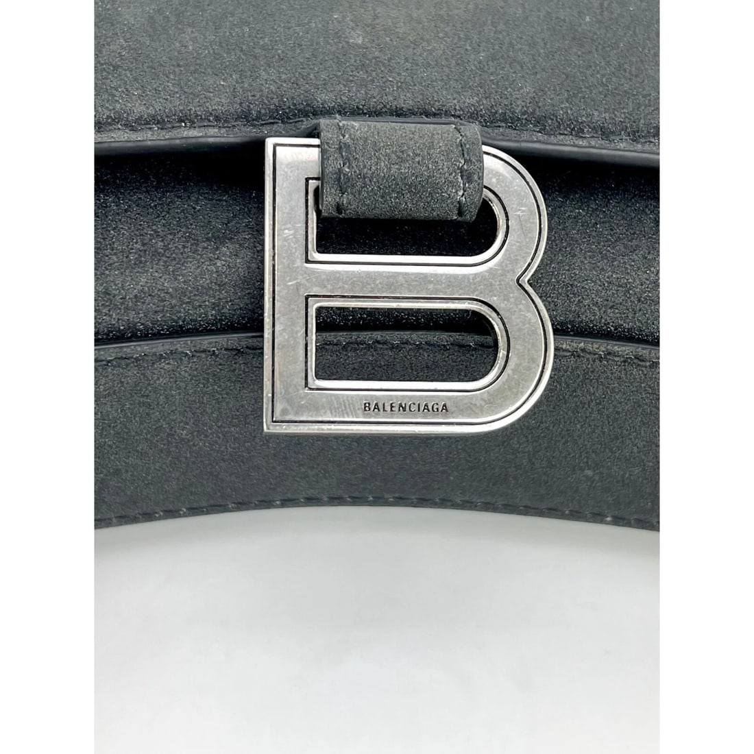 BALENCIAGA Hourglass Wallet On Chain Black Glitter Clutch Shoulder Bag - 4