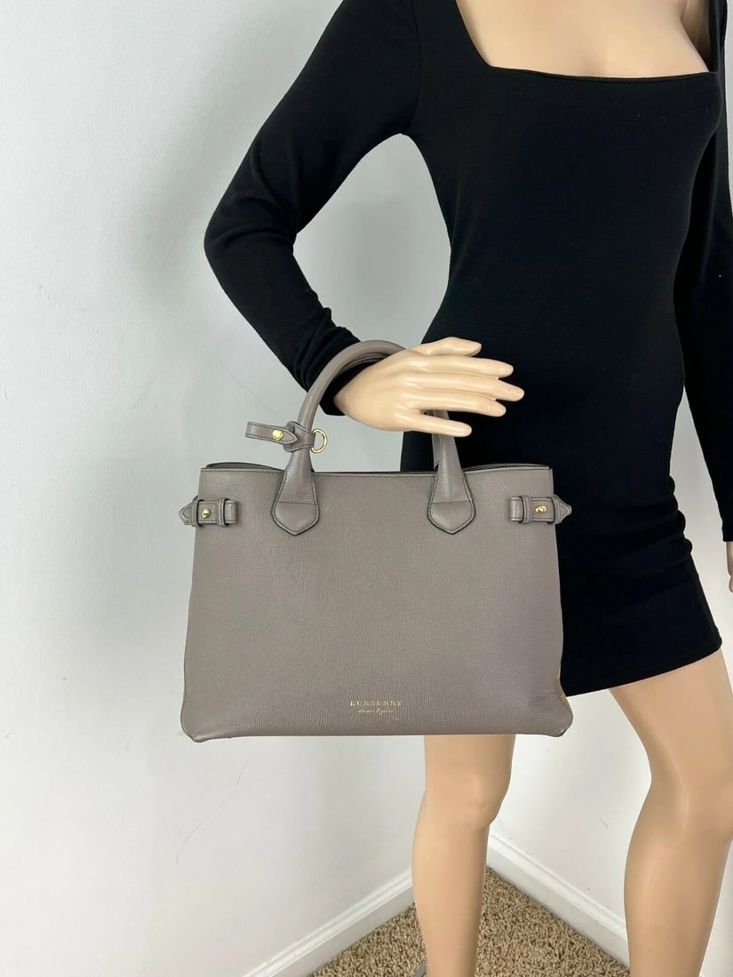 Burberry Banner House Check Leather Canvas Medium Hand Shoulder Bag - 4