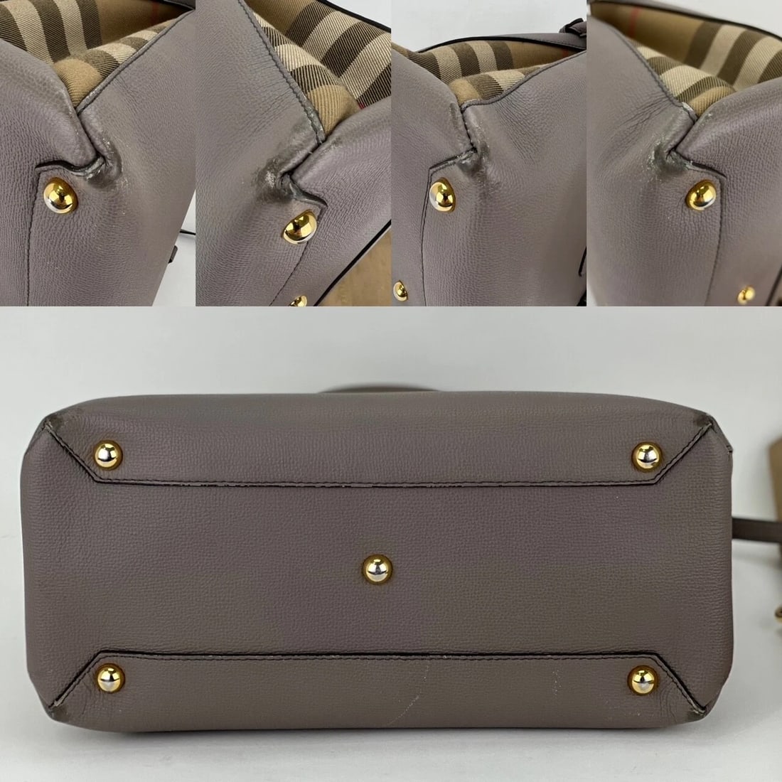 Burberry Banner House Check Leather Canvas Medium Hand Shoulder Bag - 5