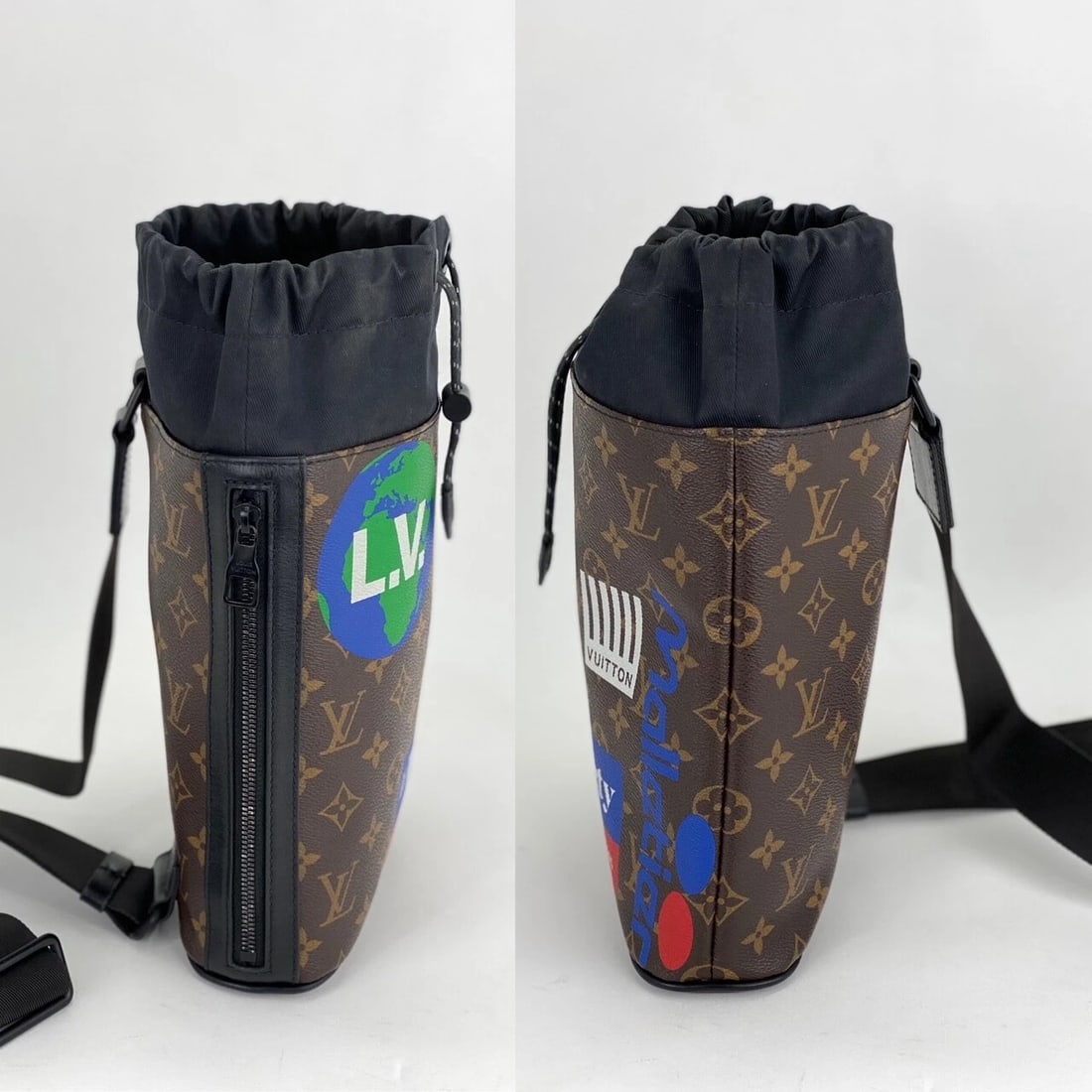 LOUIS VUITTON Mens Backpack Monogram Chalk Sling bag Nap Sac Bag - 3