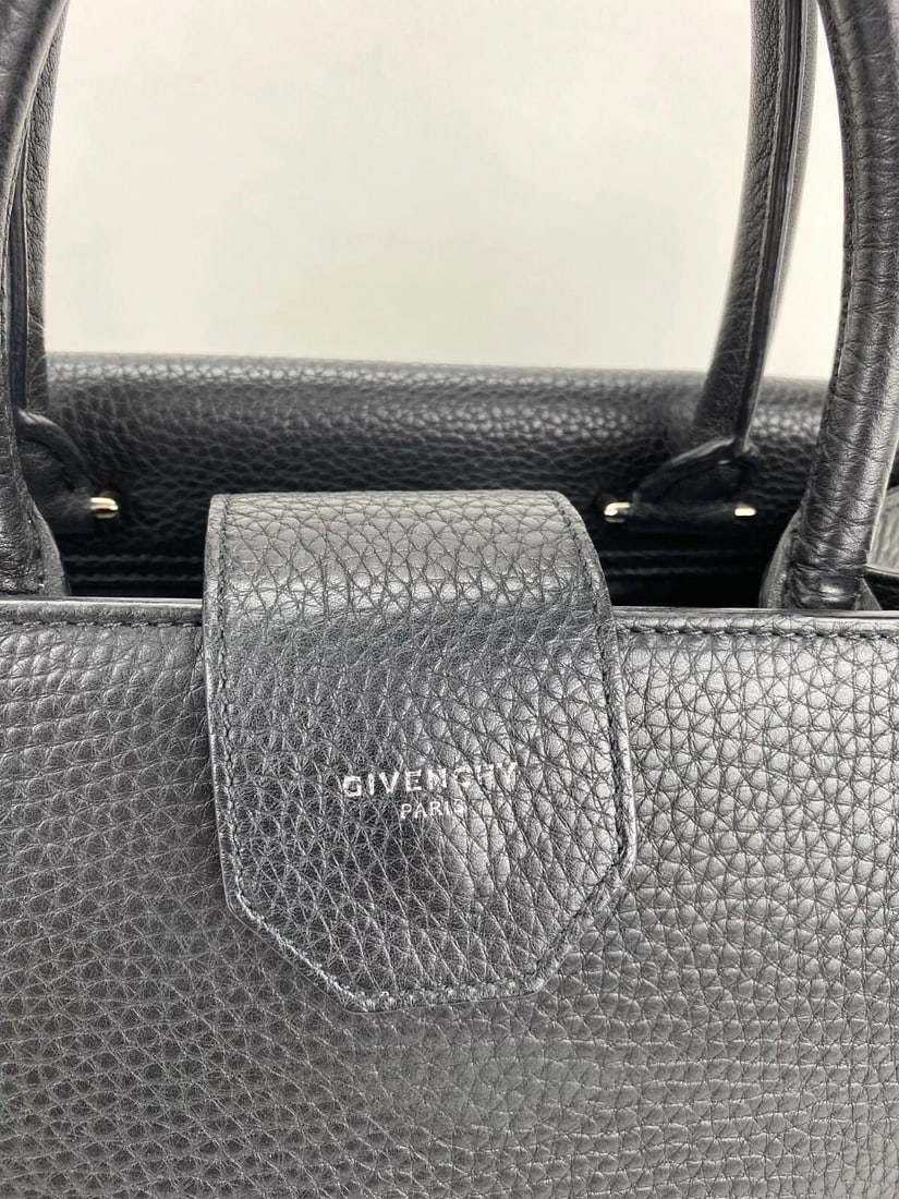 Givenchy Hand Bag Obsedia Medium Flap Black Pebbled Calfskin Satchel - 3