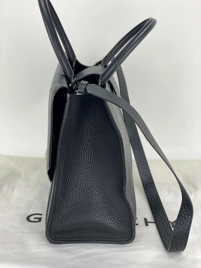 Givenchy Hand Bag Obsedia Medium Flap Black Pebbled Calfskin Satchel - 4