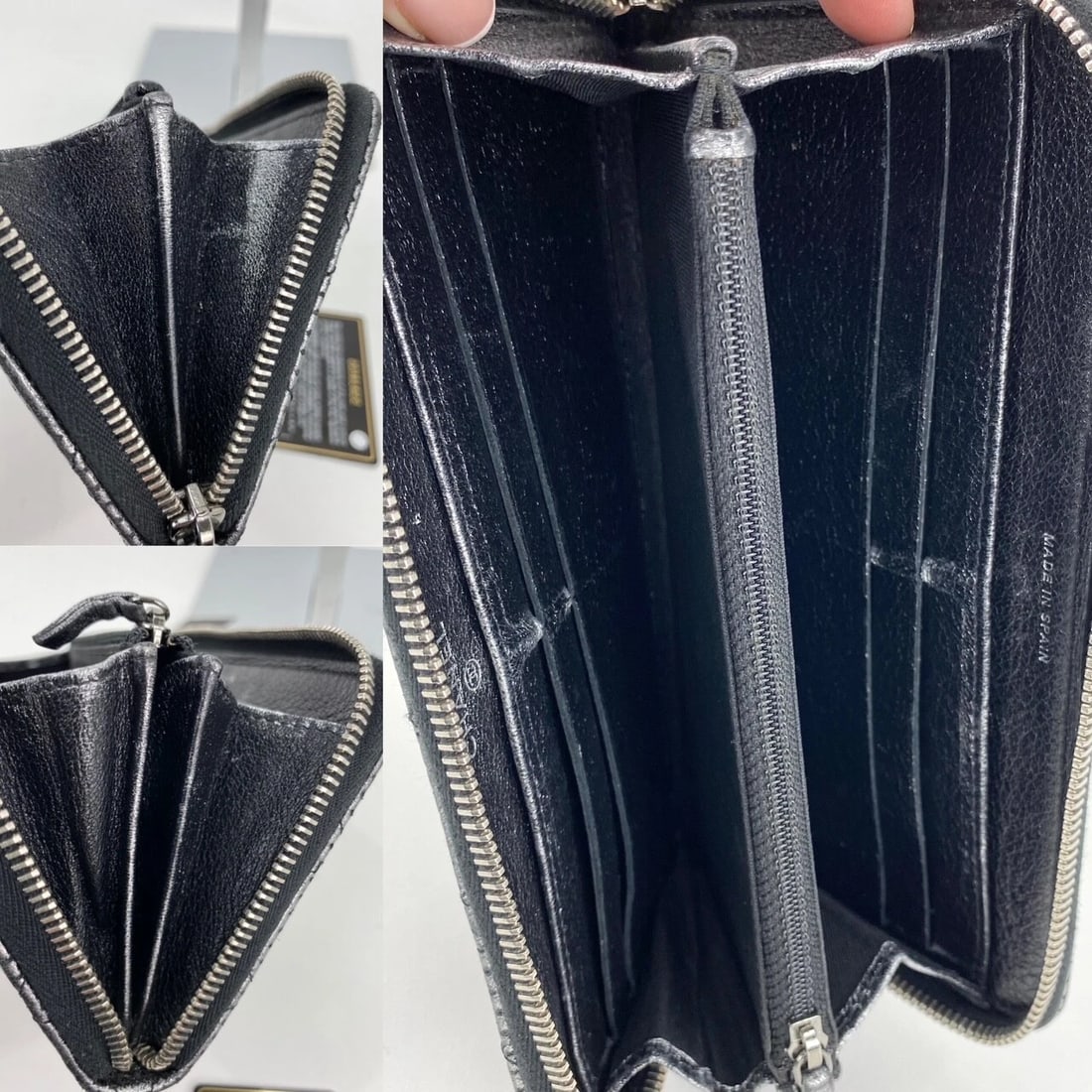 Chanel Wallet Perforated Silver Metallic Lambskin Quilted Zip Around - 7