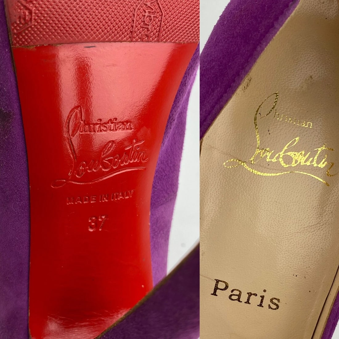 CHRISTIAN LOUBOUTIN Women's Shoes Suede Purple Pumps Heels SZ 37 / Us 7 - 12