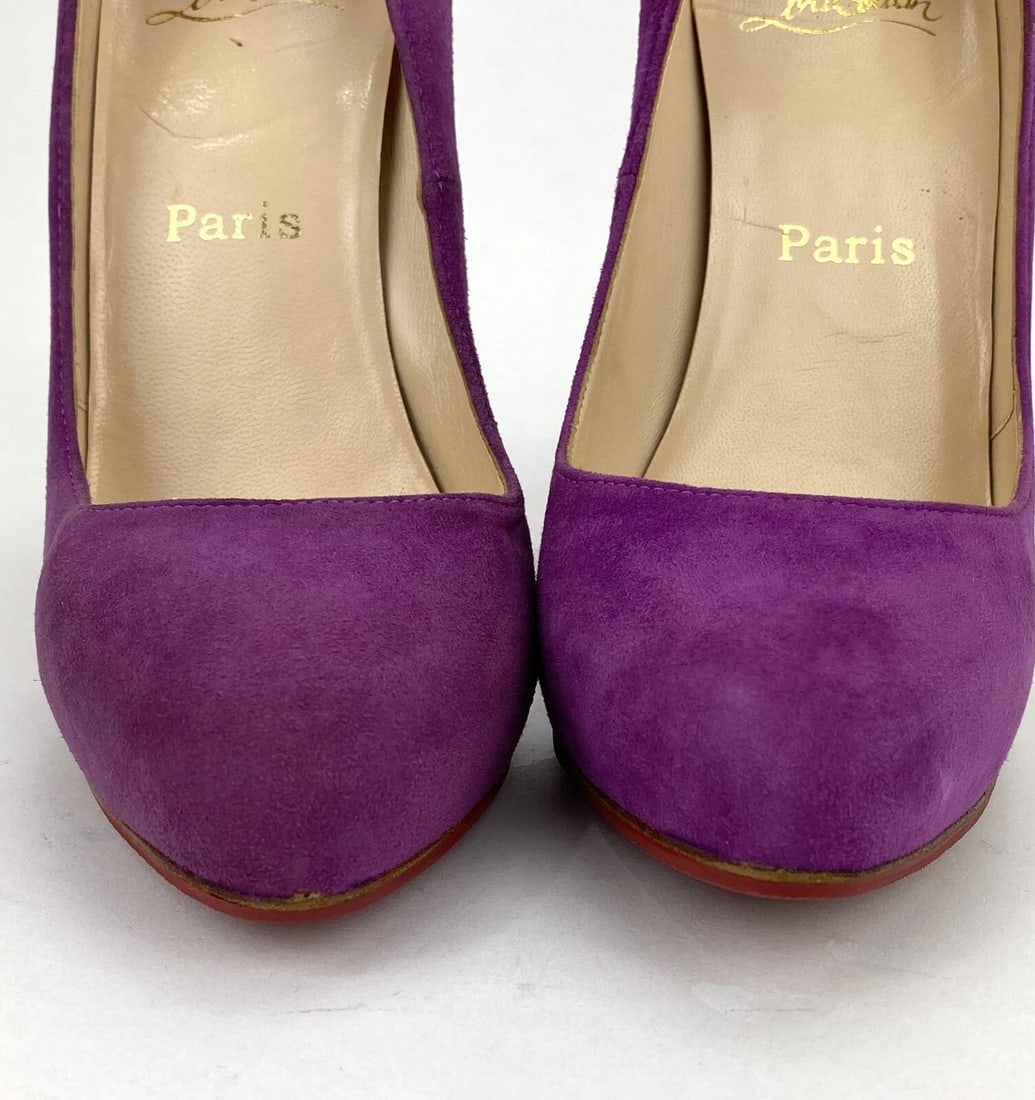 CHRISTIAN LOUBOUTIN Women's Shoes Suede Purple Pumps Heels SZ 37 / Us 7 - 3