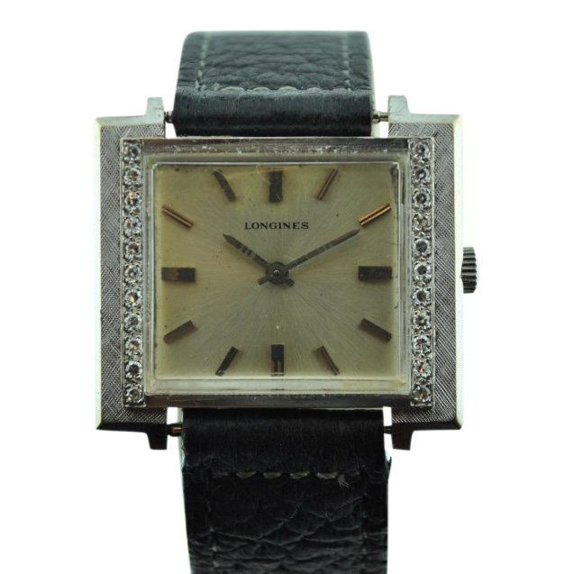 Longines 14K White Gold Diamond Watch, 1960's (1 of 9)