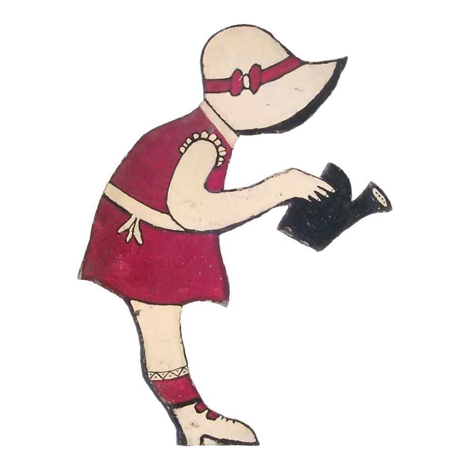 Decorative Folk Art Metal Cutout of a Girl (1 of 3)