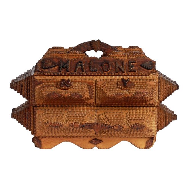 Tramp Art Box 'Malone, NY' (1 of 6)