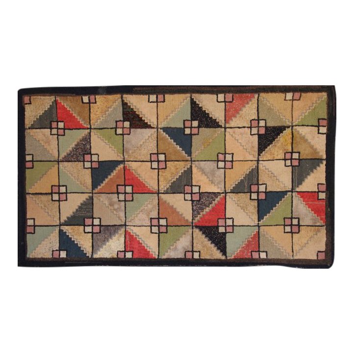 19th Century Antique Geometric Hooked Rug (1 of 4)