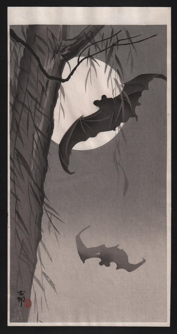 Ohara Koson - Bats Before Full Moon (1 of 2)