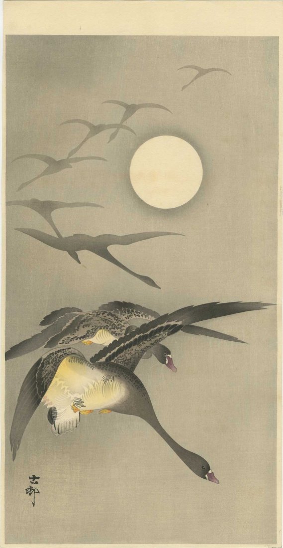 Ohara Koson - Wild Geese in Flight with Full Moon (1 of 2)