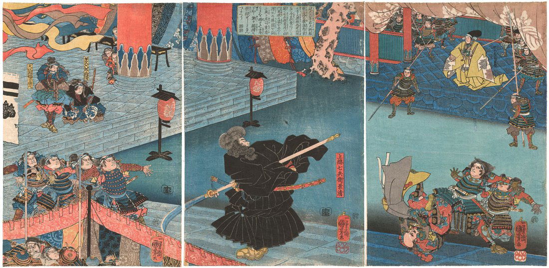 Kuniyoshi Triptych - The Attempted Arrest of Kagekiyo (1 of 4)