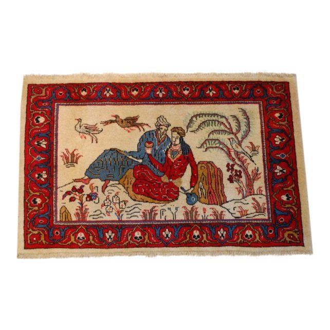 1930's Leyli & Majnoon Pictorial Persian Sarouk Rug (1 of 4)