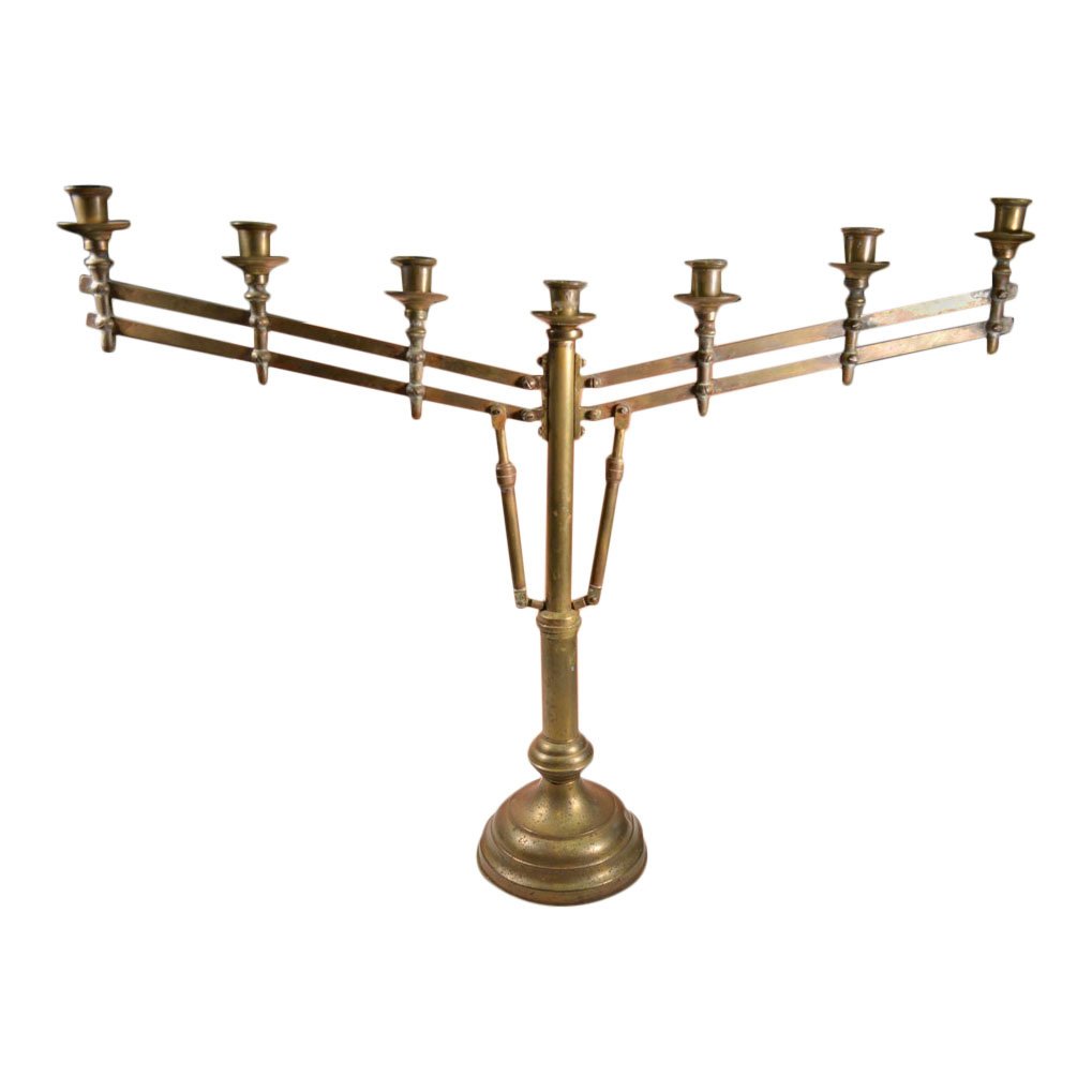 Antique Heavy Bronze Menorah Hanukkah: This rare antique is a heavy bronze Jewish Menorah Hanukkah. It has an old bronze patina and is in good condition. Height: 23.5 inches Width: 30 inches No Reserve Auction: This is a no reserve auction