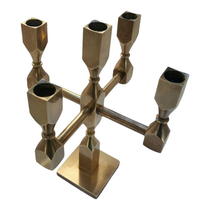 Swedish Brass Candelabra by Lars Bergsten (1 of 3)