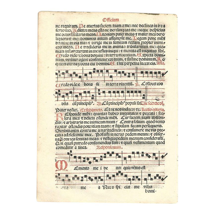 1567 Catholic Hymnal Leaf (1 of 1)