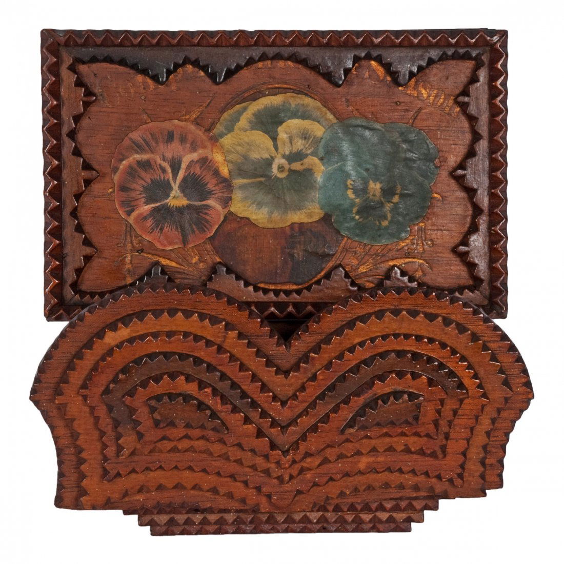 Tramp Art Wall Pocket, Dated 1930 (1 of 5)