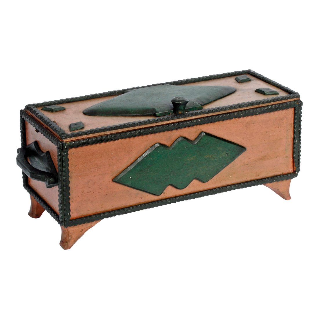Painted Tramp Art Document Box, Black Bass (1 of 10)