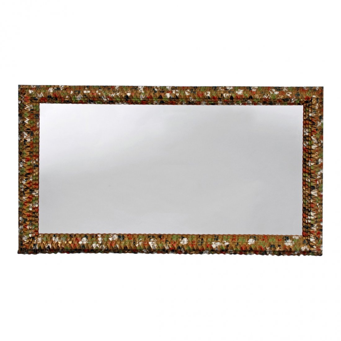 Large Painted Tramp Art Mirror (1 of 5)