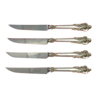 Set of 4 Grande Baroque Wallace Sterling Steak Knives (1 of 2)