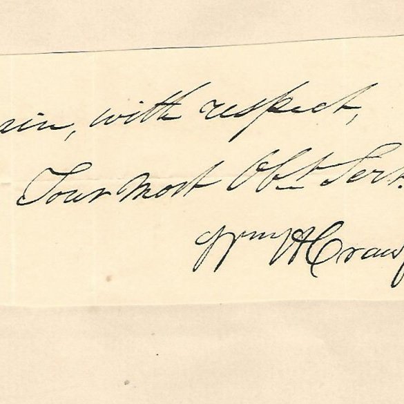 Signature William Crawford Secretary of War Treasury (1 of 1)