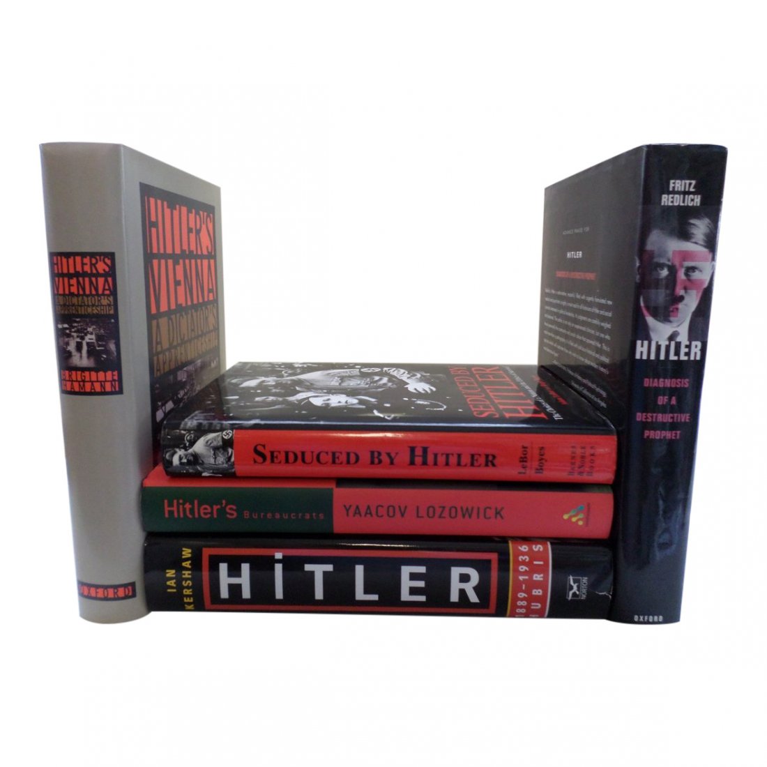 Lot of 5 Books About Adolf Hitler: All books are hard cover with dust jacket. Hitler's Bureaucrats by Yacov Lozowick Hitler- Diagnosis of a Destructive Prophet by Fritz Redlich Seduced by Hitler by Adam LeBor and Rogers Boyes Hitler's