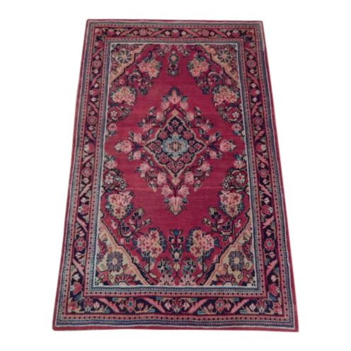 Semi-Antique Unusual Medallion Persian Sarouk Rug, 4x7 (1 of 6)