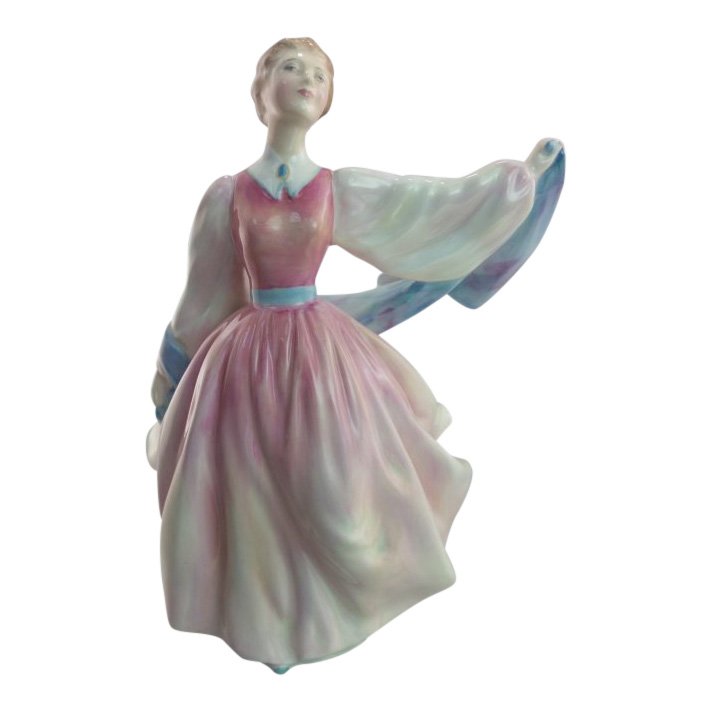 Royal Doulton Figurine: Gay Morning: Maker: Royal Doulton Title: Gay Morning Size: 7 inches tall Date: 1954-67 Reference: HN2135 Royal Doulton is an English company producing tableware and collectables, dating from 1815. Operating origin