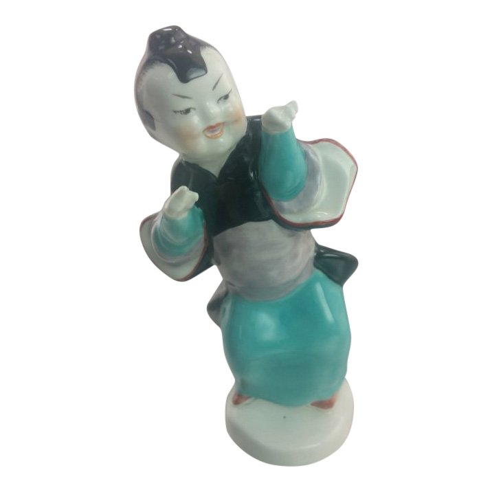 Royal Worcester Figurine: Chinoiserie Girl: Maker: Royal Worcester Title: Chinoiserie Girl Size: 5 inches tall Date: 1950 Reference: RW3362 Royal Worcester is one of the oldest English porcelain brands still in existence today. In 1751, Dr. Joh