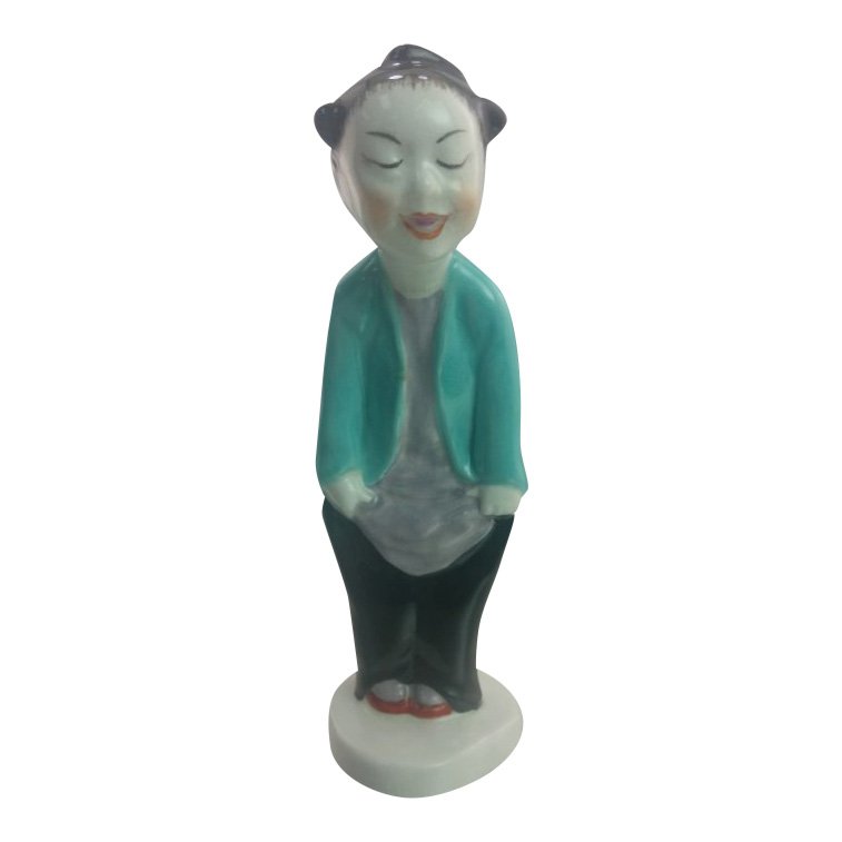 Royal Worcester Figurine: Chinoiserie Boy: Maker: Royal Worcester Title: Chinoiserie Boy Size: 5 inches tall Date: 1950 Reference: RW3354 Royal Worcester is one of the oldest English porcelain brands still in existence today. In 1751, Dr. John