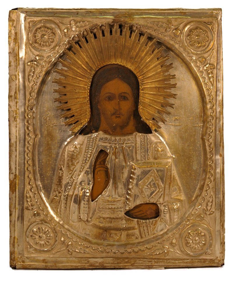 Russian Oklad Icon: Christ Pantocrator (1 of 3)
