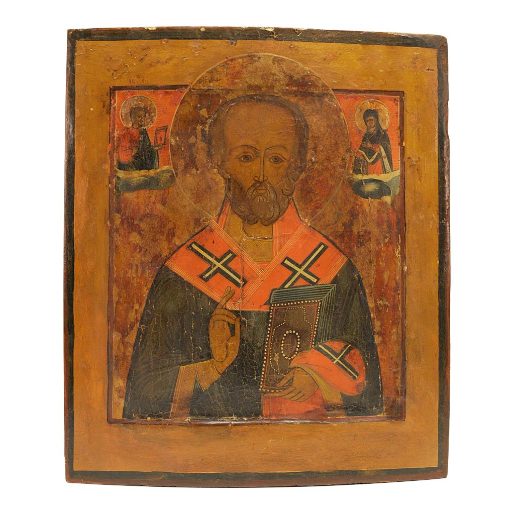 Russian Icon: Saint Nicholas of Myra with Gospels (1 of 4)