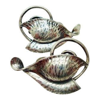 Arts & Crafts Sterling Leaf Clip Earrings (1 of 4)