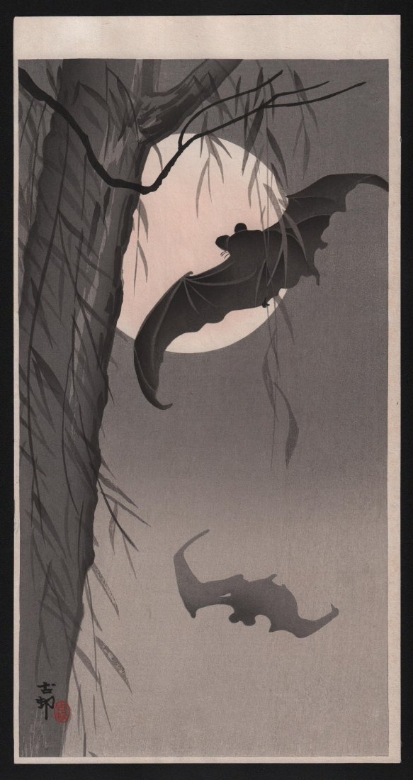 Ohara Koson - Bats Before Full Moon (1 of 2)