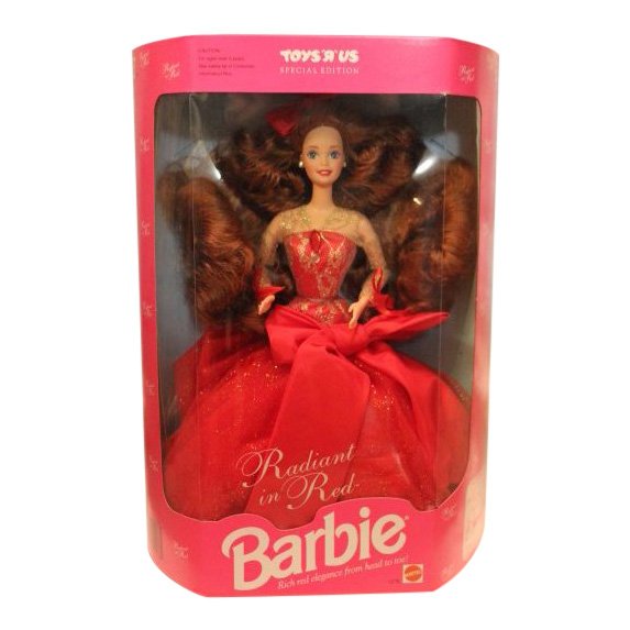 Radiant in Red Barbie, 1992: Item: Radiant in Red Barbie Date: 1992 Toys R Us Special Edition Limited production item Size: 12 inches No Reserve: This lot starts at $1 and has no reserve as a courtesy so that collectors can deter