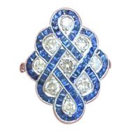 Art Deco Platinum Sapphire Diamond Ring, 1.68ctw (1 of 5)