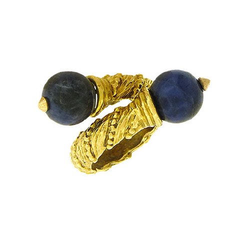 18K Gold Lapis Bypass Ring (1 of 3)