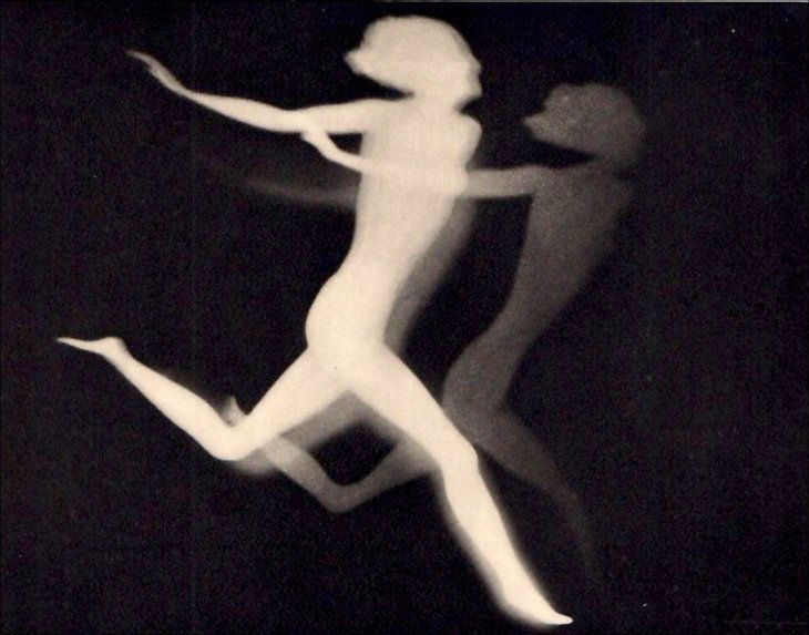Frantisek Drtikol: La Course: Medium: Vintage Sheet-fed Gravure Date: 1933 Printer: Braun & Cie, France Image Size: 7.5 x 5.5 inches Frantisek Drtikol was a Czech photographer whose photos earned international acclaim during his c