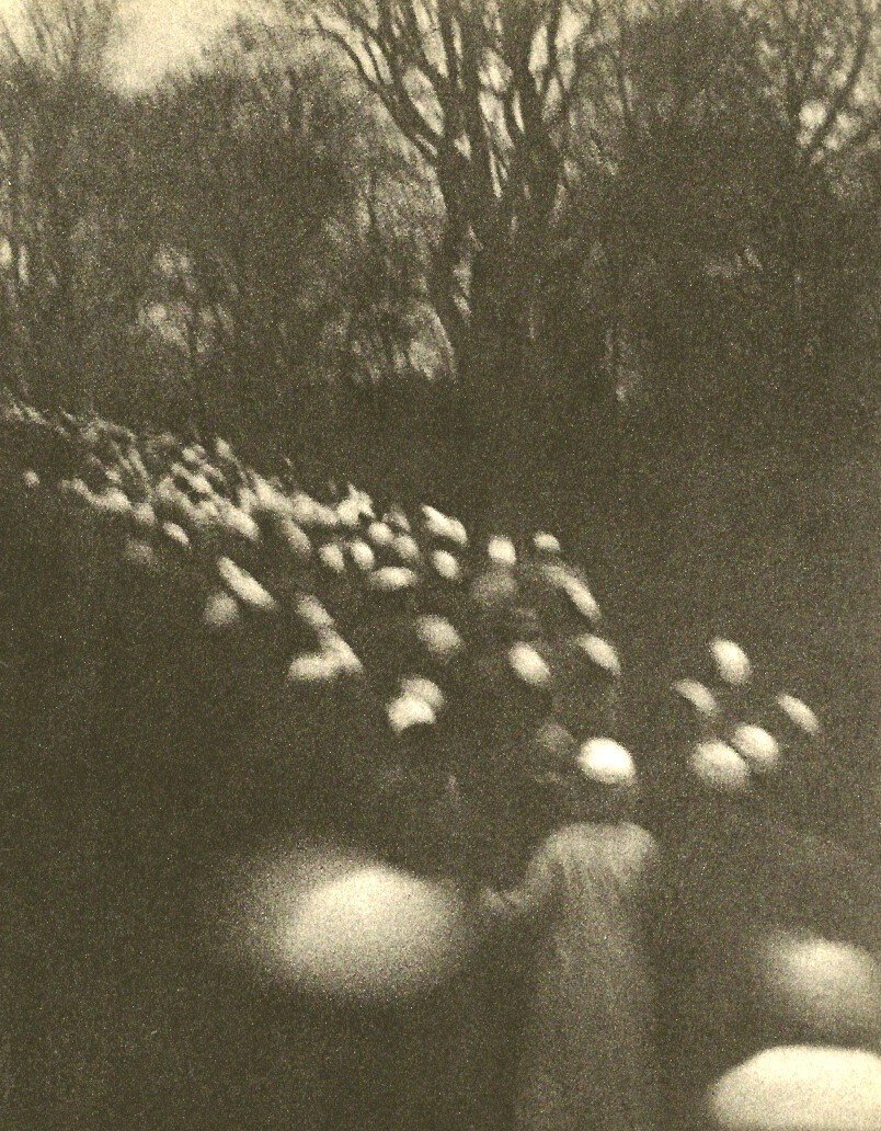 Gunnar Larson: Crowd at Dusk: Medium: Sheet fed Copperplate Gravure Date: 1961 Printed in Japan Image Size: 8 x 10.25 inches No Reserve: This lot starts at $1 and has no reserve as a courtesy so that collectors can determine the t