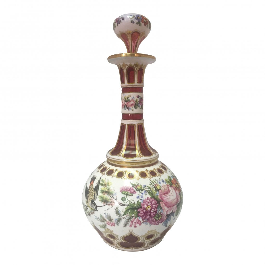 Bohemian Glass Overlay Decanter, 19th Cent. (1 of 3)