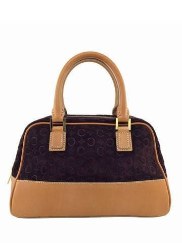Celine Vintage Suede Monogram Leather Trim Satchel Bag (1 of 10)