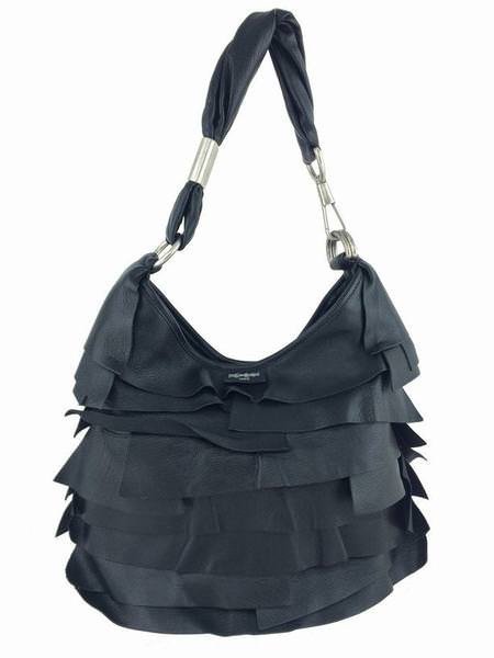 Yves Saint Laurent Leather St. Tropez Black Ruffle Bag (1 of 1)
