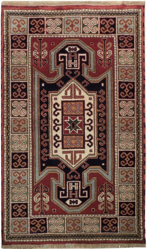 Antique Replica Eagle Kazak Wool Rug, 3x5 (1 of 6)