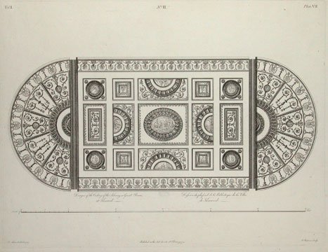 Design of the Ceiling of the Library, 1778-86: Title: Design of the Ceiling of the Library or Great Room, at Kenwood Artist: Robert and James Adam Origin: London, Peter Elmsly Date: 1778-86 Medium: Original engraving Plate VII From The Works in Ar