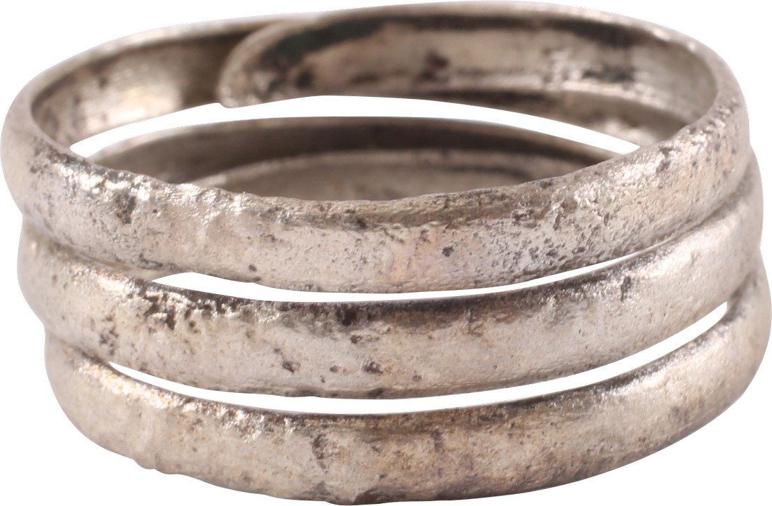 Silvered Bronze Viking Coil Ring, 9th-10th C (1 of 3)